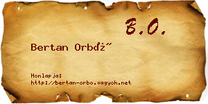 Bertan Orbó névjegykártya